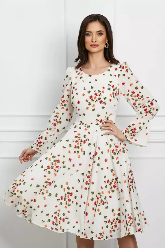 Rochie de primăvară din voal cu imprimeu colorat